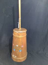 Sold at Auction: HAND PAINTED WOOD BUTTER CHURN