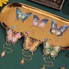6-Piece Vintage Butterfly Metal Bookmarks with Tassels ...