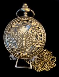 Vintage Hollow Butterfly Quartz Pocket Watch Necklace ...