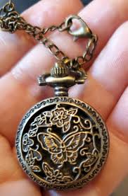 Butterfly Flower Quartz Bronze Antique Pocket Watch Necklace ...