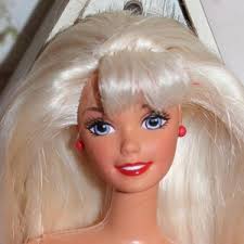 Vintage Barbie Doll. Red Jewelry, Straight Platinum Blond ...