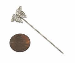 Vintage Silver Tone Butterfly Stick Pin, Hat Pin. - Etsy