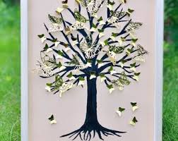 Glitter Gold Butterflies TREE Painting, Wall ART, 3D Paper Art, Handmade Décor, Home Decoration, Tree Art, Glitter Butterflies Tree. - Etsy