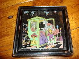 1924 NATURAL BUTTERFLY WING PICTURE Colonial Couple,3 3/4"x3 3/4 | #461455624