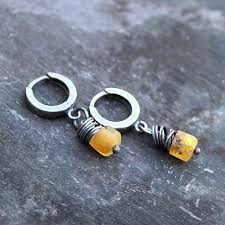 Yellow Baltic Amber & 925 Silver Hoop Earrings – 626elements