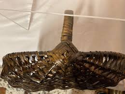 Early 20th Century Small French Hand Woven Herb Basket From Belgium | Chairish