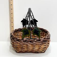 Woven Wicker Basket With Handle Set 2 Nursery Basket... | Depop