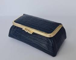 Blue Black Deerskin Genuine Leather Cosmetic Bag Pouch With ...