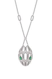 White gold Serpenti Seduttori Necklace with 2.63 ct Emeralds ...