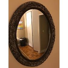 The Bombay Company Decorative Carved Wood Framed Oval Mirror - AptDeco