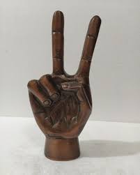 Metal Hand Victory Figurine Sculpture Statue 12 inches Table ...