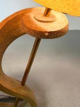 Sold at Auction: MCM STYLISH TV LAMP. PR CORDED VELLUM FLYING SAUCER SHAPED SHADES. PAINTED WOOD FORM WITH BRASS ROD