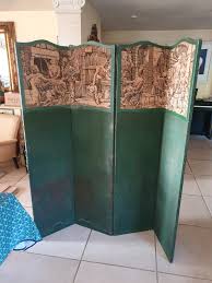 Victorian Four Panel Privacy Screen / Room Divider Embroided ...