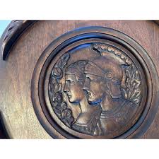 1920s Antique Victorian Dark Stain Carved Wood Tray Cocktail ...