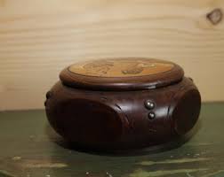 Vintage French Wooden Box Caen - Pipe Smoking Man - Turned Wood Jewelry Box - Caen Bonbonniere Trinket Box Art Populaire - Etsy