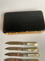 Antique Sterling Silver and Mother of Pearl Fruit Knives Set ...