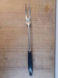 Vintage EKCO CHROMIUM PLATED 2-Prong Meat Carving Fork w/Black Handle, USA 12.5" | eBay