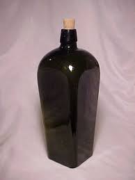 C1880s Cork Top Olive Green Blown Glass Case Gin Back Bar ...