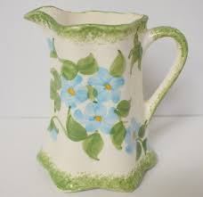 Vintage Creamer Cash Family Pottery Blue Flowers Green ...