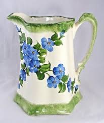 Cash Family Pottery Buttermilk Pitcher 8" Cream Blue Green ...