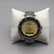 Vtg Casio Arnie Watch Men 44mm Gold Tone Dial 358 AMW-320C ...