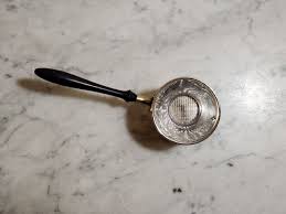 ESTATE FIND!! A. L. L. Co. Patd. Dec. 22nd 1908 SP Ebony Handled Tea Strainer | eBay