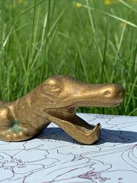 Brass Crocodile Bottle Opener | Vintage Paperweight Barware ...
