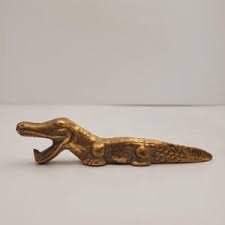 Vintage Bottle Opener, Alligator Rustic Gold Brass Antique ...