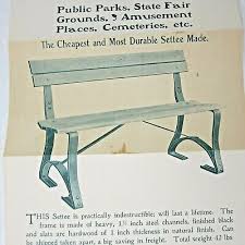 Antique Park Bench Flyer Ad Hennecke Milwaukee Iron Slat Settee Fairs Cemetery | eBay