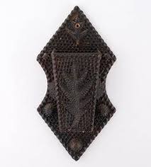 Tramp Art Wall Pocket, A. Langevin, Qc, 19th C.