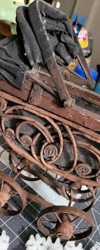 Vintage Mini Doll Stroller In Wood /Metal/ Canvas in with be ...