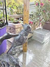 Pair Vintage statue Cast Iron bronze verdigris bird goose hawk swan Japan 11" 9" | eBay