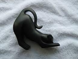 COALPORT Porcelain STRETCHING OUT Black CAT Figurine EX ...