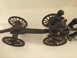 Vintage cast iron civil war caisson with horses, riders and cannon | eBay