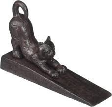 Door Cat Stopper Iron Cast Home Kitty Black Decorative Stop ...