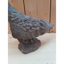 Decorative Cast Iron Garden Chicken | Chairish