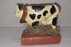 Handmade Hand Painted Wooden Cow Figurine Country Decor ...