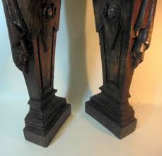 Antique Pr Carvings Newel Post Figures Sculptures Atlas Caryatid Horner German | eBay