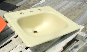Yellow Bathroom Sink, Cast Iron Drop-in Style, Original ...