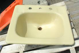 Yellow Bathroom Sink, Cast Iron Drop-in Style, Original ...
