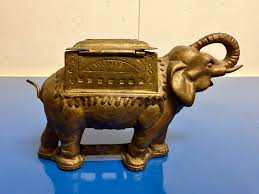 Vintage Cast Iron Elephant Style Cigarette Dispenser | Chairish