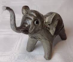 ELEPHANT 4" Decoupage Paper mache Grey Color Rattles when shaken** hand made | eBay