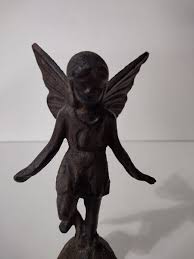 Cast Iron Standing Fairy Angel Figurine Statue Antique ...