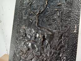 Fireplaces - Cast Iron Deer Fireplace Summer Cover (Antique) - Construction Junction