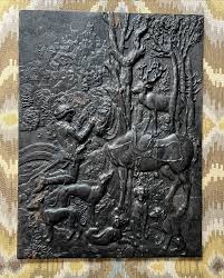 ANTIQUE MADE in GERMANY CAST IRON PLAQUE with DEER, HORSE, DOGS, and RIDER | eBay