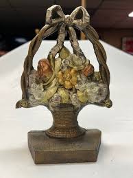 Atq Cast Iron Floral Door Stop Metallic Rose Gold, Silver, Gold, Arthur Mfg. Co | eBay