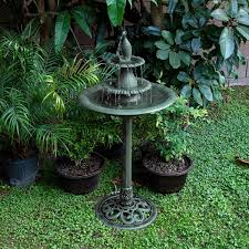 Alpine Corporation Tiered Pedestal Fish Fountain Birdbath ...