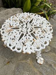 Vintage White Cast Iron Garden Side Table | Chairish