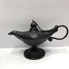 Cast Iron Aladdin Genie Lamp Candle Holder Vintage Black ...