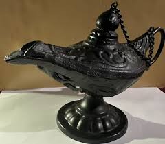Vintage Cast Iron Aladdin Genie Lamp Candle Holder-9 1/2" X ...